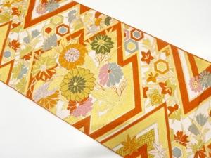 アンティーク　松皮菱に菊・桔梗模様織り出し袋帯（材料）